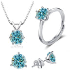 925 Sterling Silver 1ctx4 D Moissanite Necklace Earrings Set Bridal Jewelry BandsCo Straps