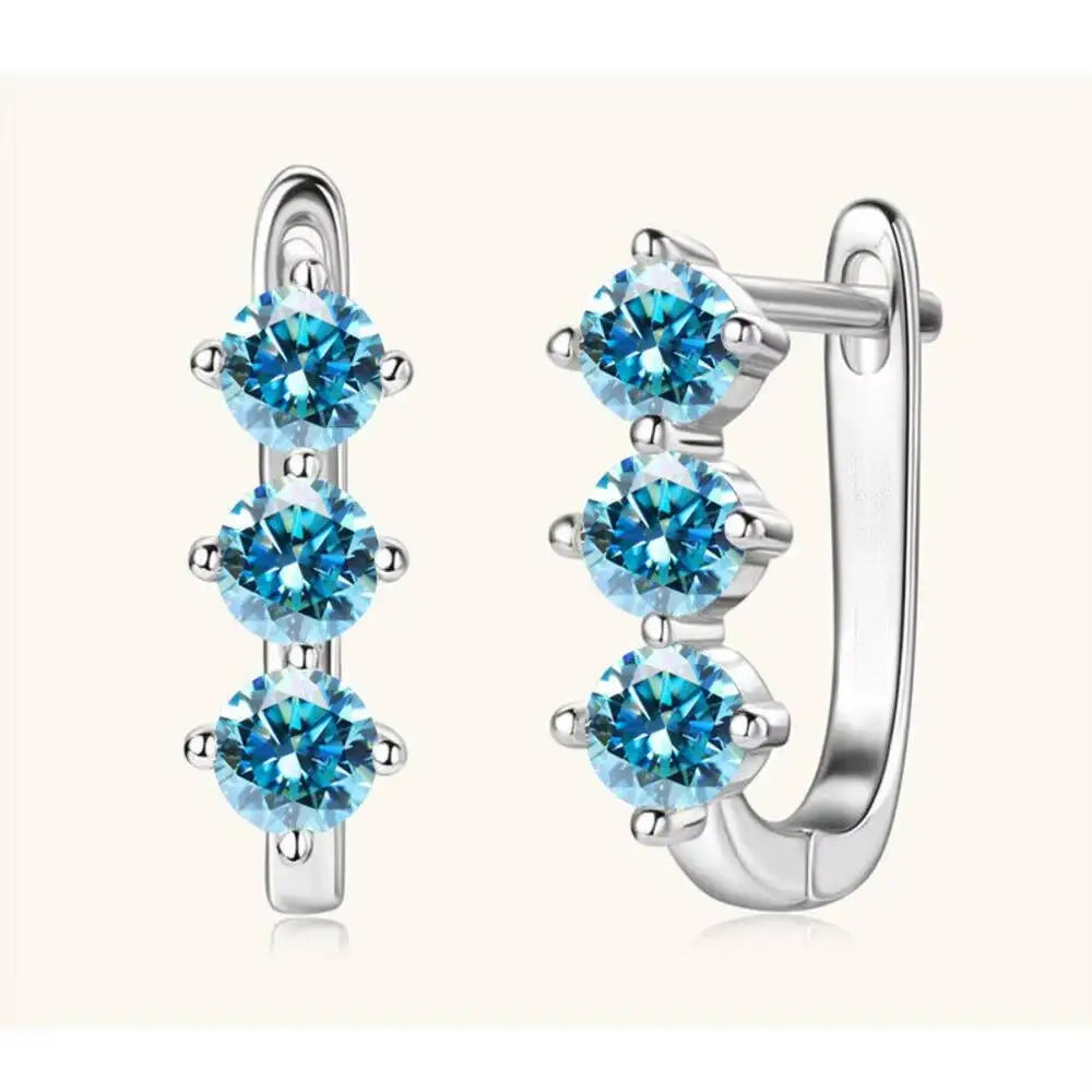 925 Sterling Silver Moissanite Hoop Earrings.1ct 6D For Women Valentine Gift BandsCo Straps