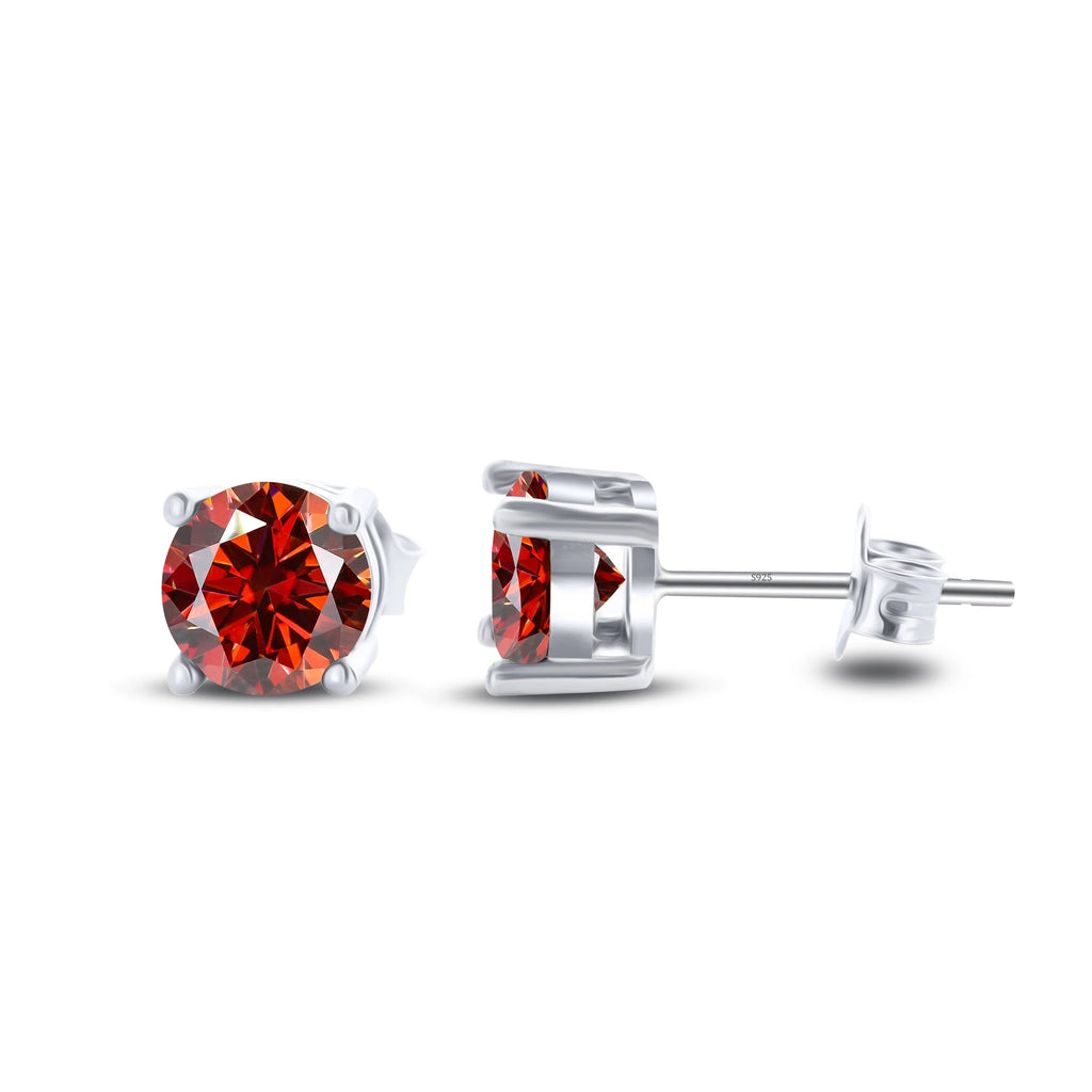 925 Sterling Silver Moissanite Stud Earrings - Round 1ctw Engagement Gift BandsCo Straps
