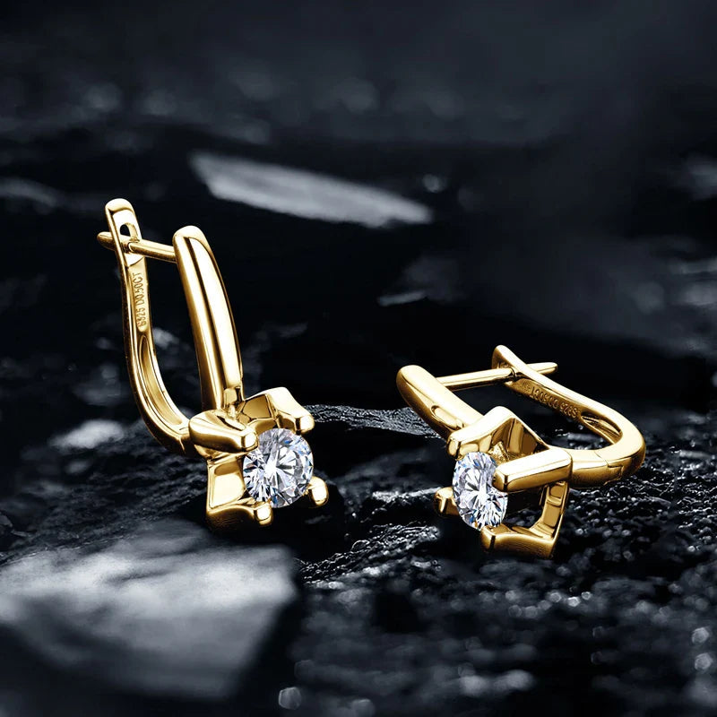 925 Sterling Silver 5mm D-Color Moissanite Huggie Hoop Earrings For Women BandsCo Straps