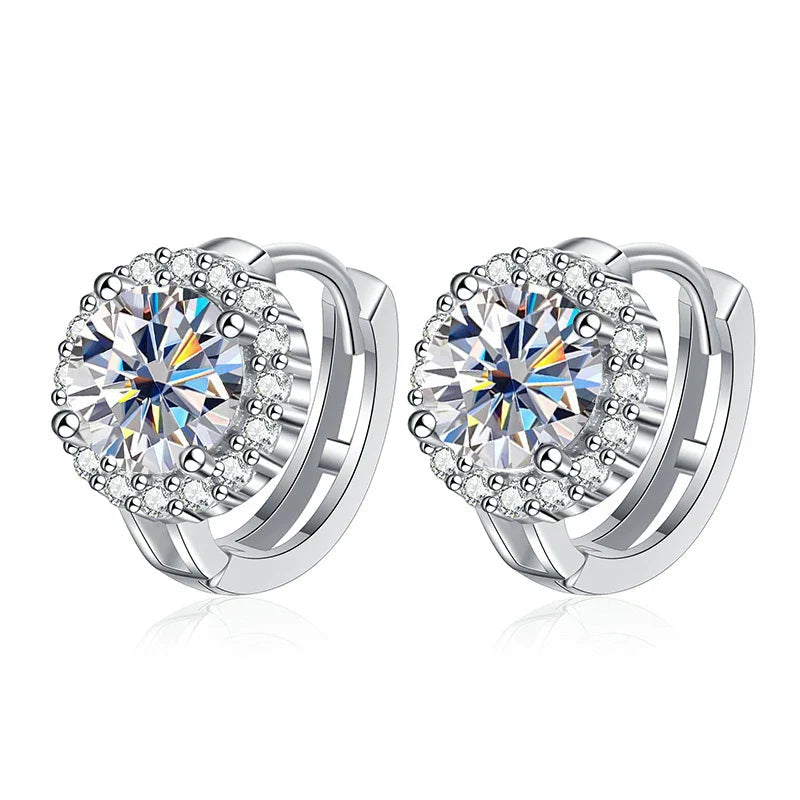 925 Sterling Silver D Color Moissanite Stud Earrings For Women Wedding BandsCo Straps