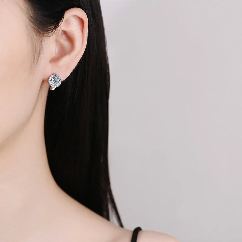925 Sterling Silver D Color Moissanite Stud Earrings For Women Wedding BandsCo Straps