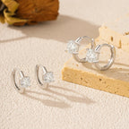 925 Sterling Silver D-Color Round Moissanite Sparkling Hoop Earrings for Women BandsCo Straps