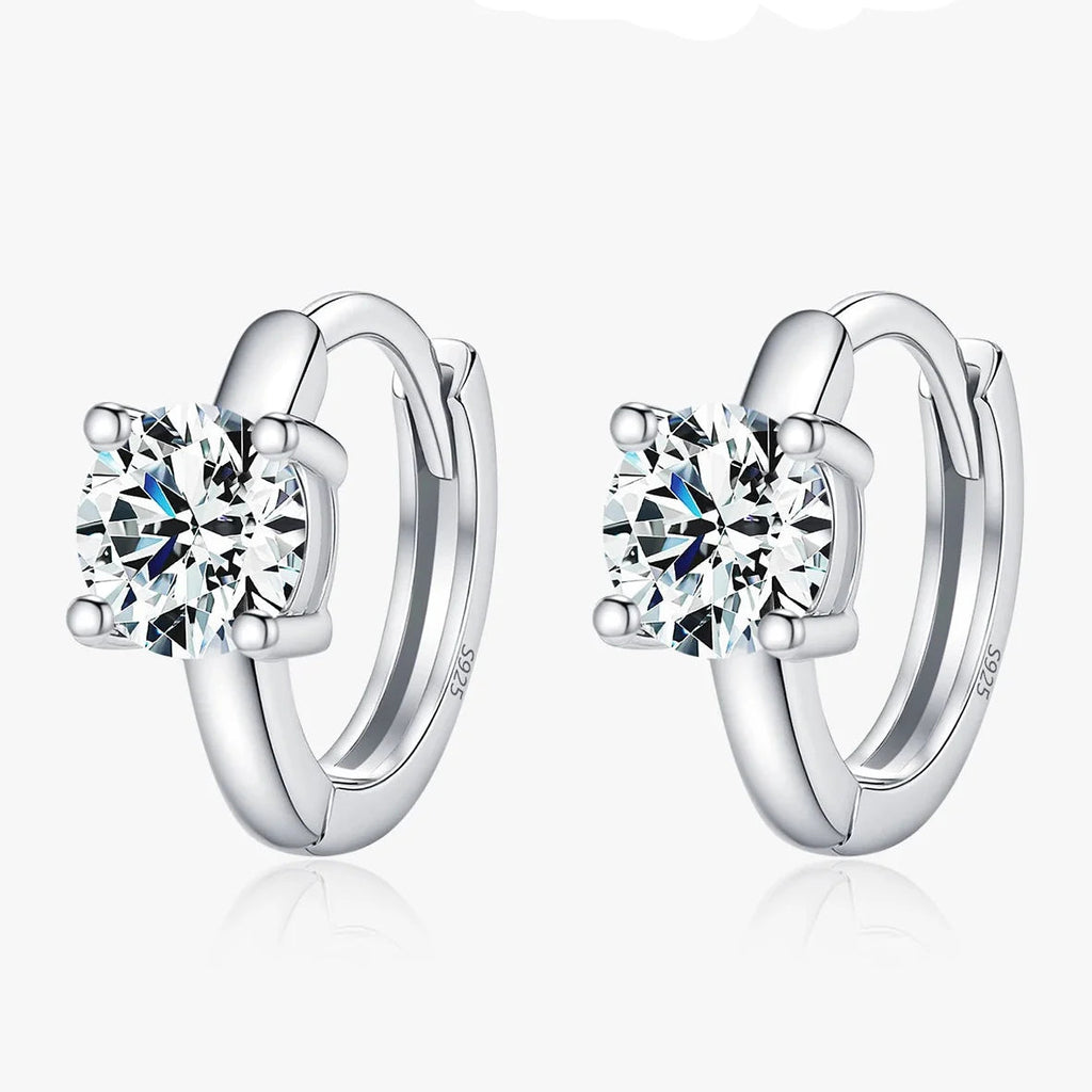 925 Sterling Silver D-Color Round Moissanite Sparkling Hoop Earrings for Women BandsCo Straps