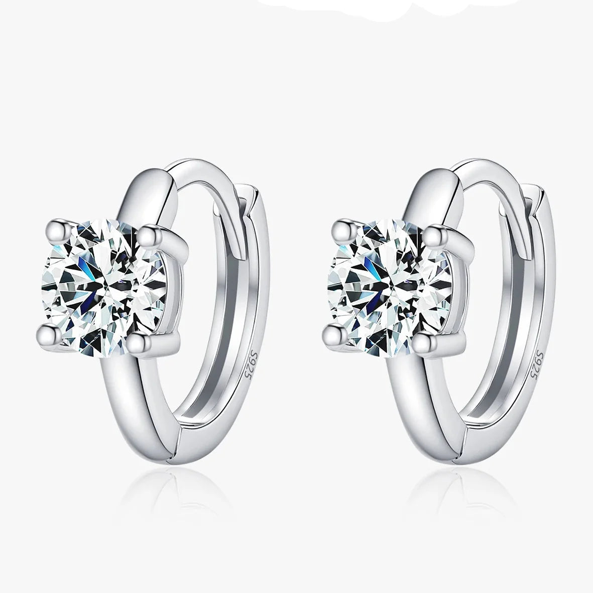 925 Sterling Silver D-Color Round Moissanite Sparkling Hoop Earrings for Women BandsCo Straps