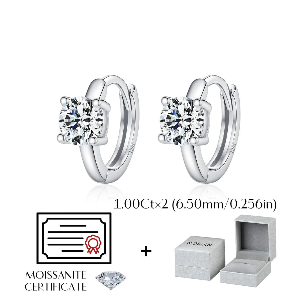 925 Sterling Silver D-Color Round Moissanite Sparkling Hoop Earrings for Women BandsCo Straps