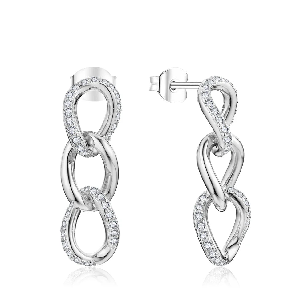 925 Sterling Silver D Drop Moissanite VVS1 Diamond Dangle Earrings - Luxury BandsCo Straps