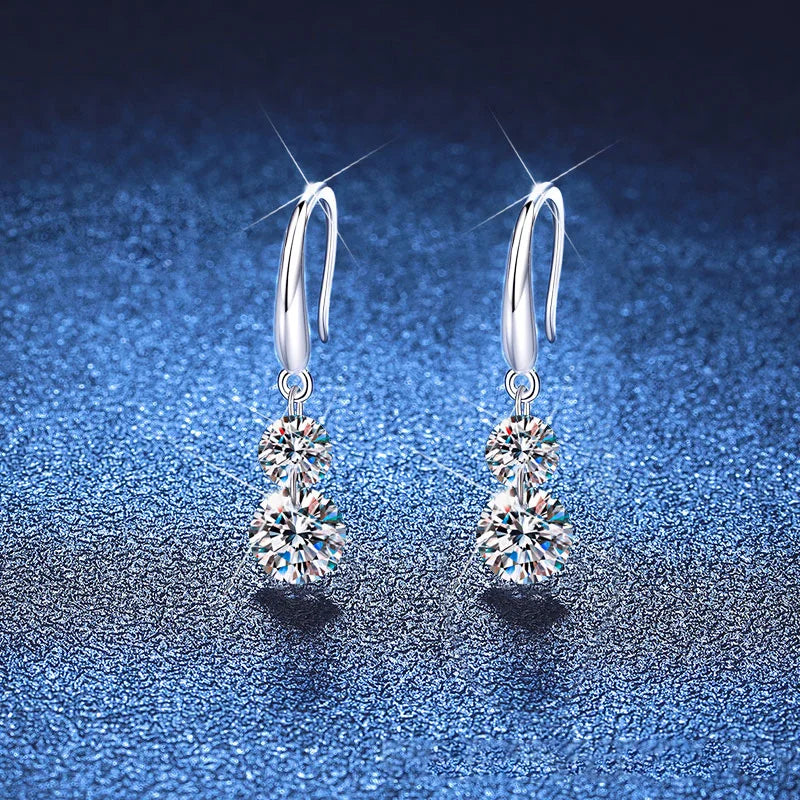 925 Sterling Silver 1.5ct Double Round Moissanite Stud Earrings For Women BandsCo Straps