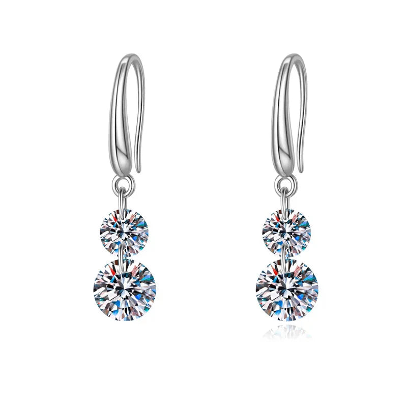 925 Sterling Silver 1.5ct Double Round Moissanite Stud Earrings For Women BandsCo Straps