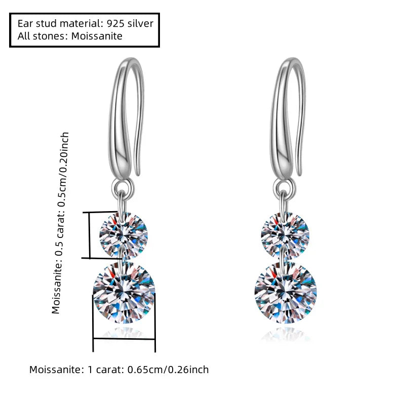 925 Sterling Silver 1.5ct Double Round Moissanite Stud Earrings For Women BandsCo Straps