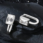 925 Sterling Silver 2x1ct Rectangular Moissanite Stud Earrings Unisex BandsCo Straps