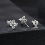 925 Sterling Silver 4-Leaf Clover Moissanite Earrings Hypoallergenic Screwback BandsCo Straps