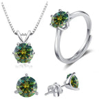925 Sterling Silver 1ctx4 D Moissanite Necklace Earrings Set Bridal Jewelry BandsCo Straps