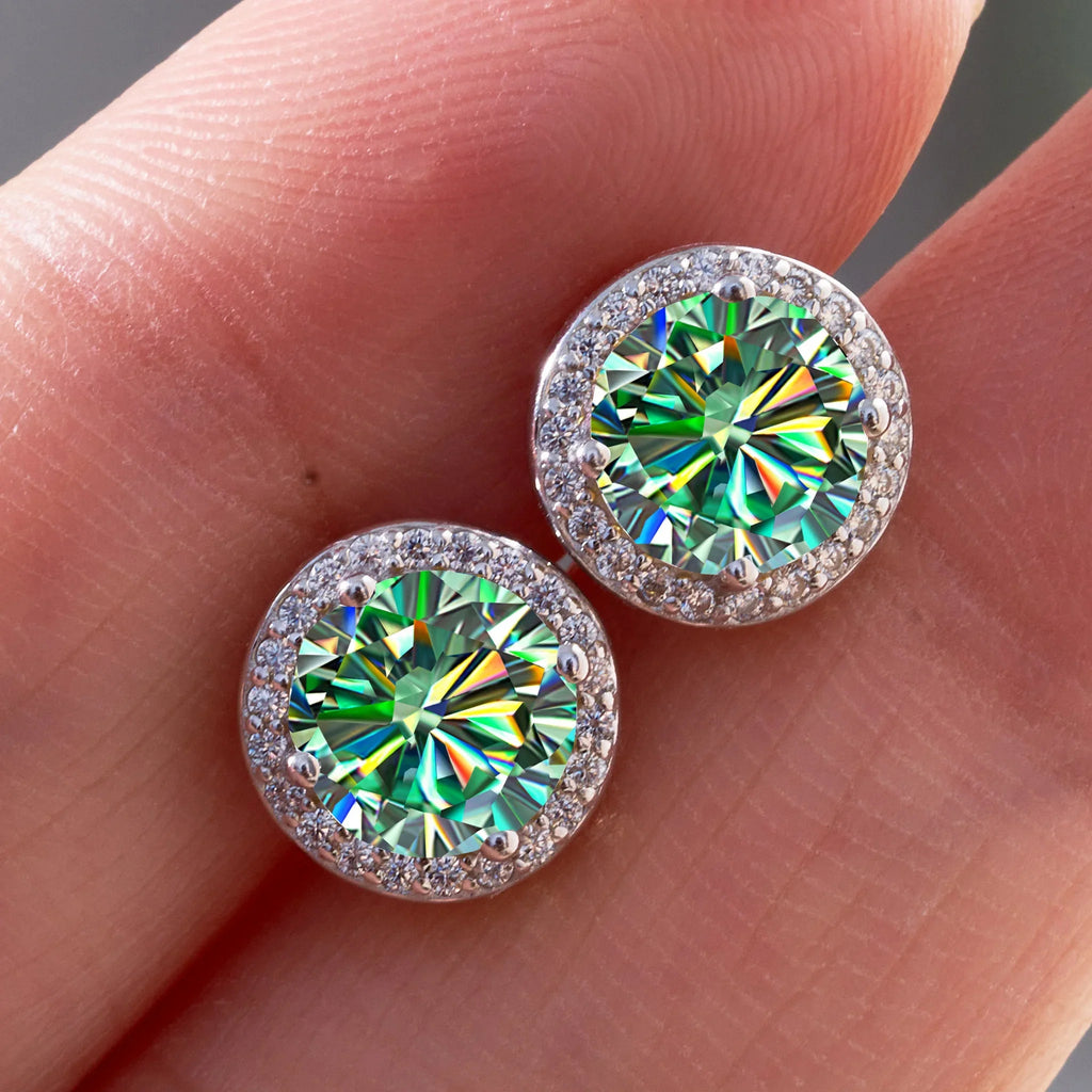 925 Sterling Silver 1ct Moissanite Round Stud Earrings Bridal Wedding Gift BandsCo Straps