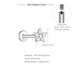 925 Sterling Silver Mini Moissanite Four-Claw Screw Stud Earrings For Women BandsCo Straps