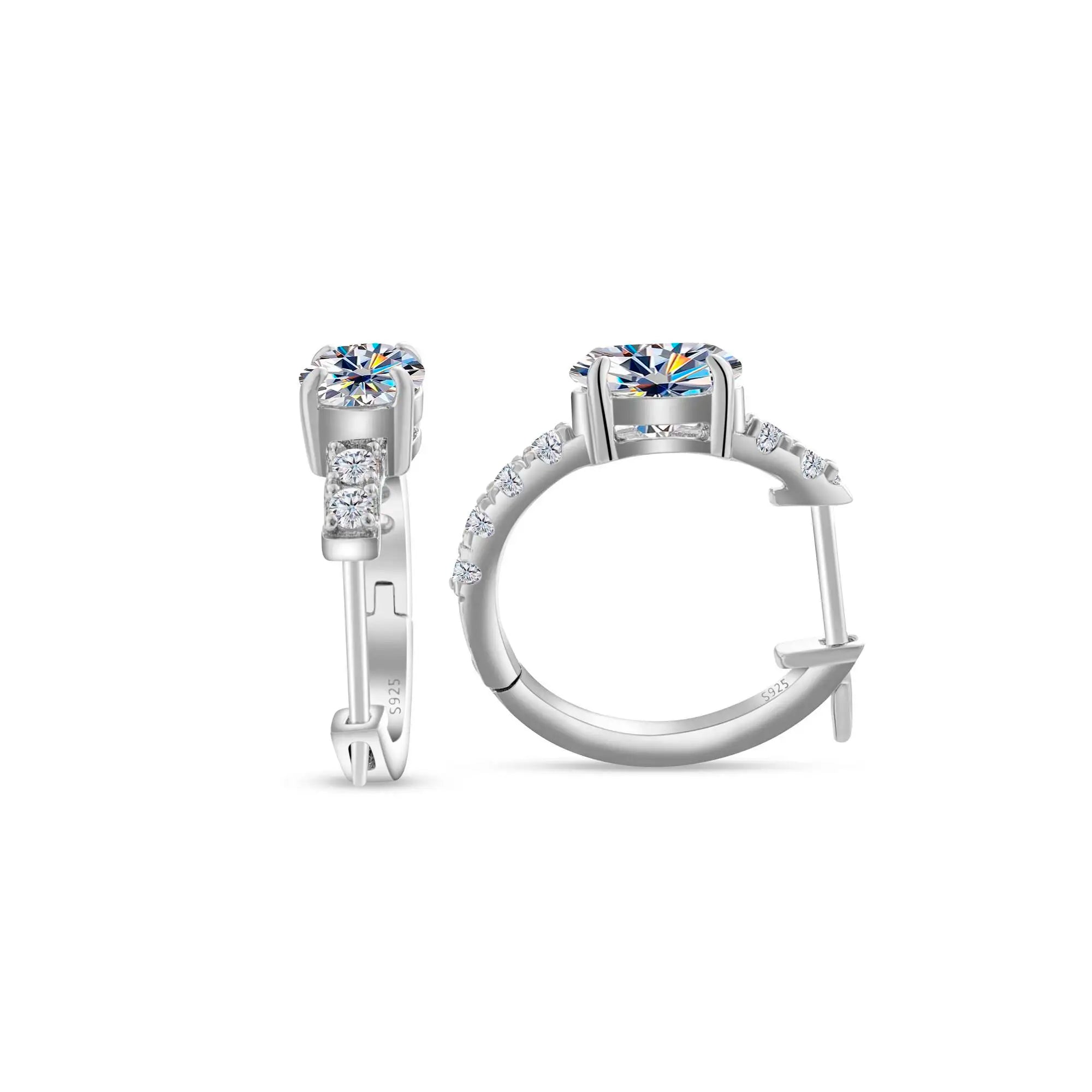 925 Sterling Silver Moissanite 1 Ct Oval Stud Earrings For Women GIA BandsCo Straps