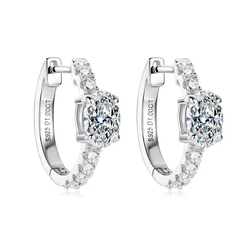 925 Sterling Silver Moissanite 1 Ct Oval Stud Earrings For Women GIA BandsCo Straps