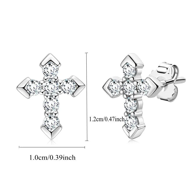 925 Sterling Silver Moissanite Arrow Cross Stud Earrings For Men and Women BandsCo Straps
