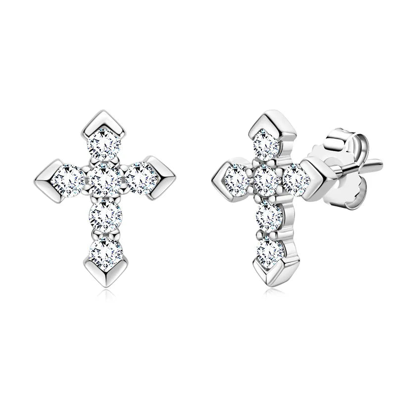 925 Sterling Silver Moissanite Arrow Cross Stud Earrings For Men and Women BandsCo Straps