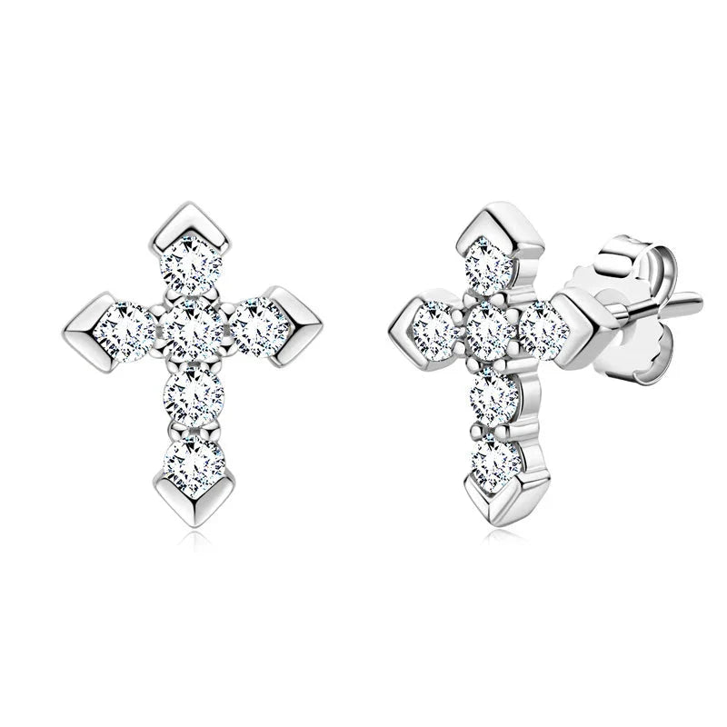 925 Sterling Silver Moissanite Arrow Cross Stud Earrings For Men and Women BandsCo Straps