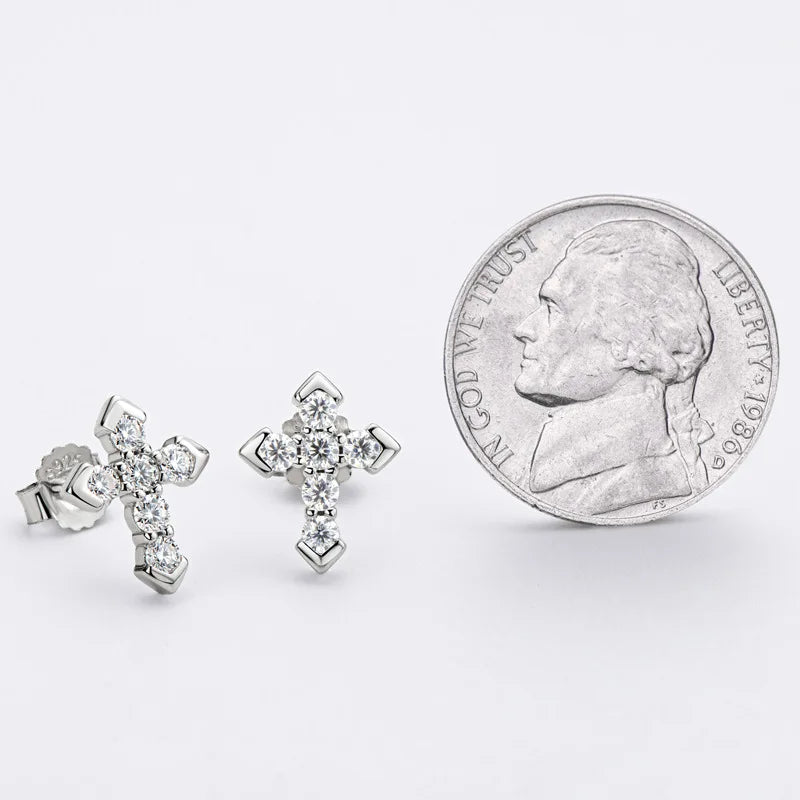 925 Sterling Silver Moissanite Arrow Cross Stud Earrings For Men and Women BandsCo Straps
