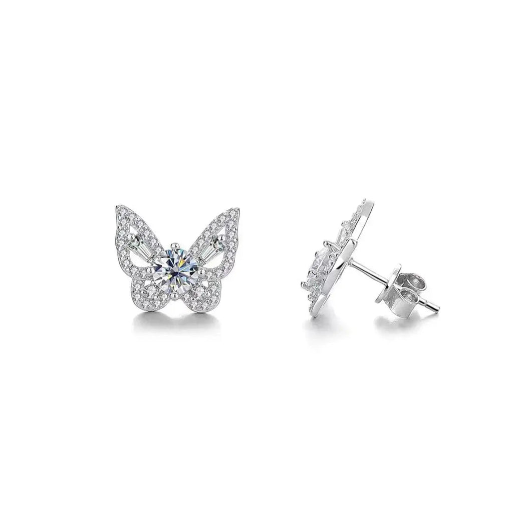 925 Sterling Silver Moissanite Butterfly Stud Earrings Romantic Gift For Women BandsCo Straps