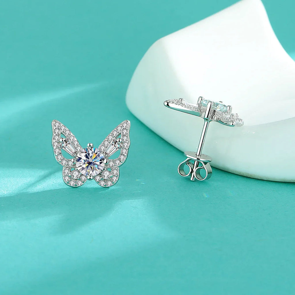 925 Sterling Silver Moissanite Butterfly Stud Earrings Romantic Gift For Women BandsCo Straps