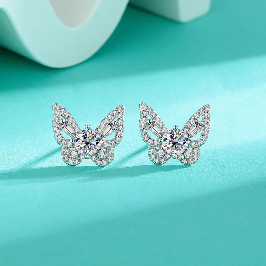 925 Sterling Silver Moissanite Butterfly Stud Earrings Romantic Gift For Women BandsCo Straps
