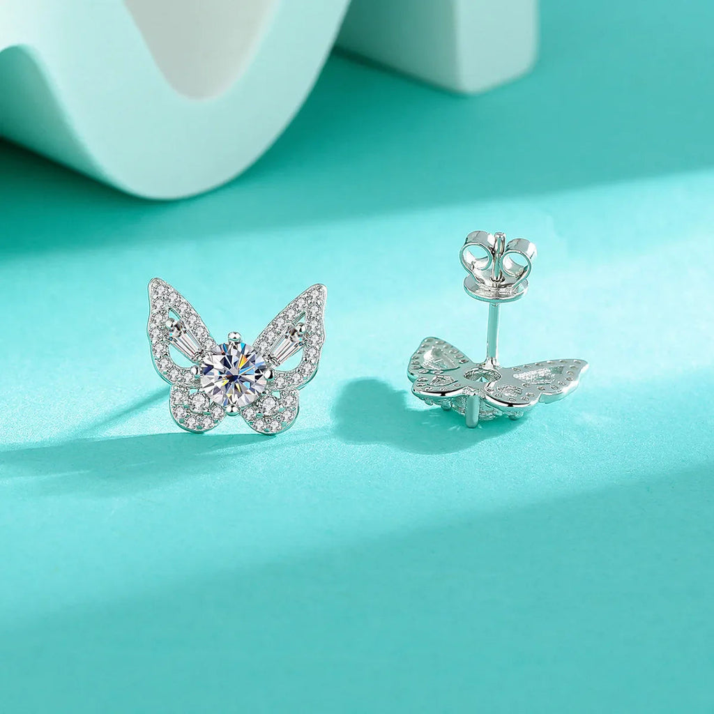 925 Sterling Silver Moissanite Butterfly Stud Earrings Romantic Gift For Women BandsCo Straps