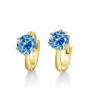 925 Sterling Silver Moissanite Clip-On Earrings Round Six-Prong White Gold BandsCo Straps