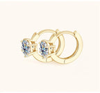 925 Sterling Silver Moissanite Clip-On Earrings Round Six-Prong White Gold BandsCo Straps