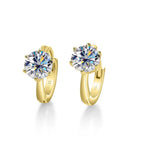 925 Sterling Silver Moissanite Clip-On Earrings Round Six-Prong White Gold BandsCo Straps