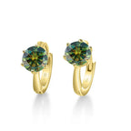 925 Sterling Silver Moissanite Clip-On Earrings Round Six-Prong White Gold BandsCo Straps