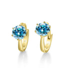 925 Sterling Silver Moissanite Clip-On Earrings Round Six-Prong White Gold BandsCo Straps