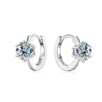 925 Sterling Silver Moissanite Clip-On Earrings Round Six-Prong White Gold BandsCo Straps