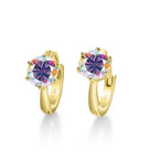 925 Sterling Silver Moissanite Clip-On Earrings Round Six-Prong White Gold BandsCo Straps