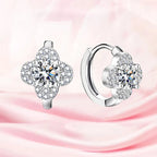 925 Sterling Silver Moissanite Clover Earrings 1ct Dainty Hoop Luxury BandsCo Straps
