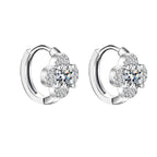 925 Sterling Silver Moissanite Clover Earrings 1ct Dainty Hoop Luxury BandsCo Straps