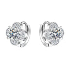 925 Sterling Silver Moissanite Clover Earrings 1ct Dainty Hoop Luxury BandsCo Straps