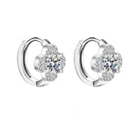 925 Sterling Silver Moissanite Clover Earrings 1ct Dainty Hoop Luxury BandsCo Straps