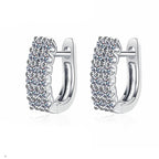925 Sterling Silver Moissanite Double Row Stud Earrings 0.72ct x2 Simple BandsCo Straps