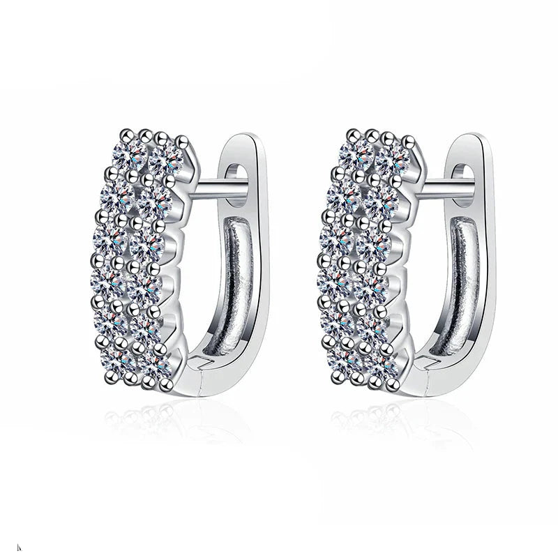 925 Sterling Silver Moissanite Double Row Stud Earrings 0.72ct x2 Simple BandsCo Straps