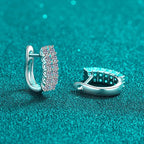 925 Sterling Silver Moissanite Double Row Stud Earrings 0.72ct x2 Simple BandsCo Straps