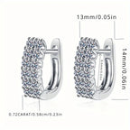 925 Sterling Silver Moissanite Double Row Stud Earrings 0.72ct x2 Simple BandsCo Straps