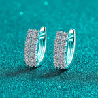 925 Sterling Silver Moissanite Double Row Stud Earrings 0.72ct x2 Simple BandsCo Straps