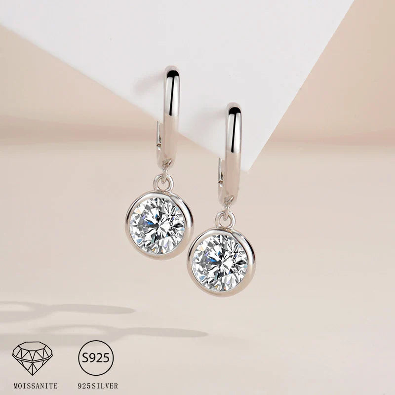 925 Sterling Silver Moissanite Drop Earrings 0.5-1 Ct Bubble Design Light Luxe BandsCo Straps