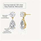 925 Sterling Silver 1.5 Ct Moissanite Drop Earrings For Men Women BandsCo Straps
