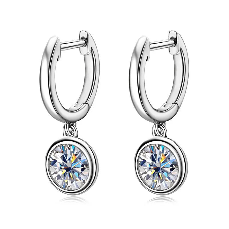 925 Sterling Silver Moissanite Drop Earrings 0.5-1 Ct Bubble Design Light Luxe BandsCo Straps