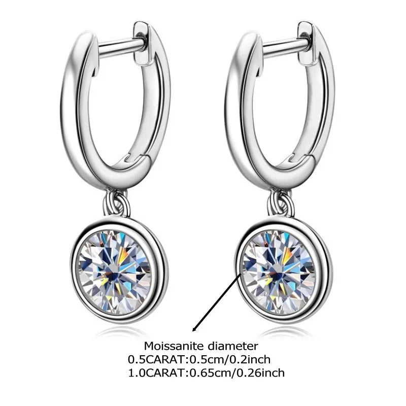 925 Sterling Silver Moissanite Drop Earrings 0.5-1 Ct Bubble Design Light Luxe BandsCo Straps