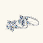 925 Sterling Silver Moissanite Flower Hoop Earrings D0.60CT Bridal Gift BandsCo Straps